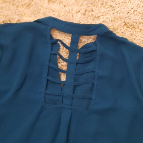 Teal button down Shirt Top - Picture 4 of 4